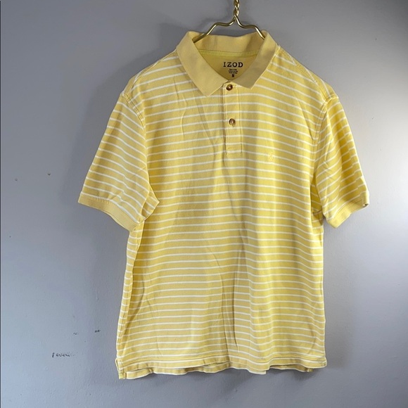 Izod Yellow Polo Shirt with Soft Stripes - Picture 1 of 4